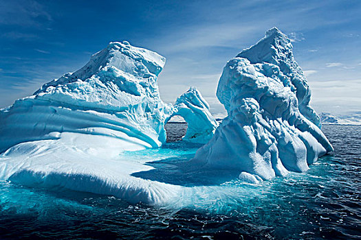 南极,巨大,冰山,阳光,漂浮,海峡,南极半岛