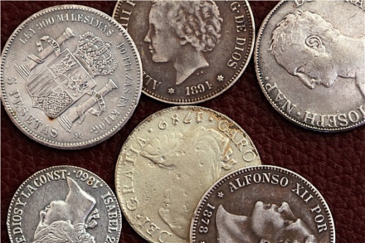 19世纪,西班牙,老,硬币