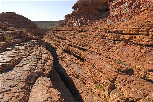 断层,裂缝,层次,红岩,国王峡谷,边缘,走,国家公园,北领地州,澳大利亚