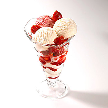 草莓,酸奶,冰,圣代冰淇淋