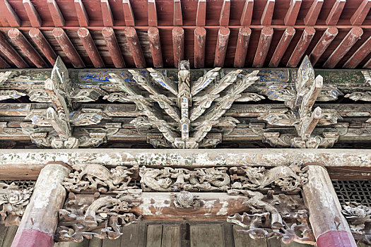古建筑斗拱木雕彩绘,洛阳山陕会馆