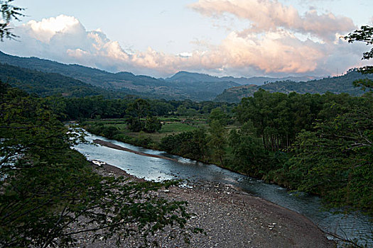 俯拍,河,山谷,洪都拉斯