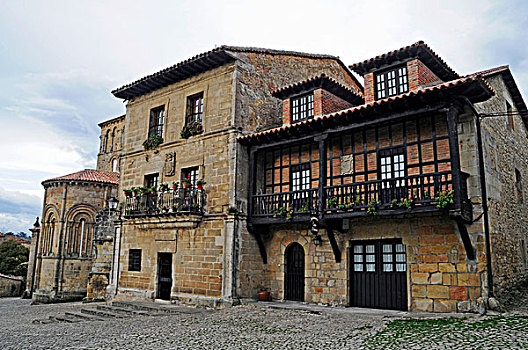 古建筑,中世纪,城镇,坎塔布里亚,西班牙,欧洲