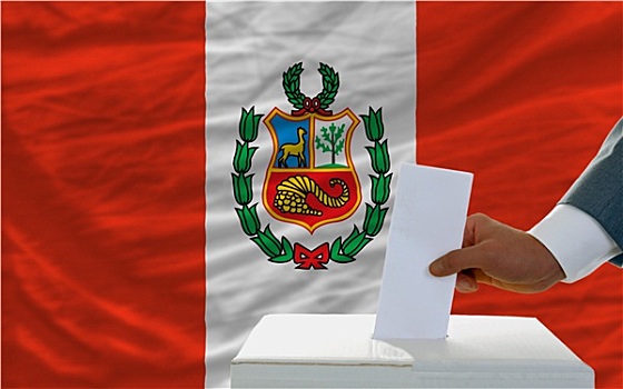 男人,投票,选举,秘鲁,正面,旗帜