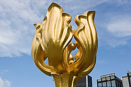 金色,雕塑,会议中心,广场,湾仔,香港