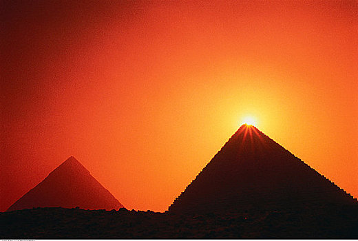 剪影,金字塔,日出,吉萨金字塔,埃及