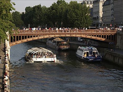 桥,船,赛纳河,巴黎,法国