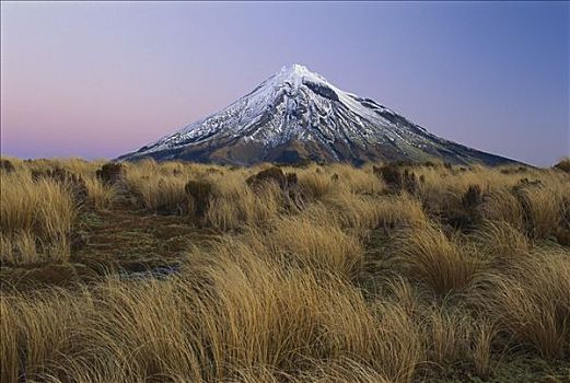 攀升,塔拉纳基,黄昏,山脉,艾格蒙特国家公园,新西兰