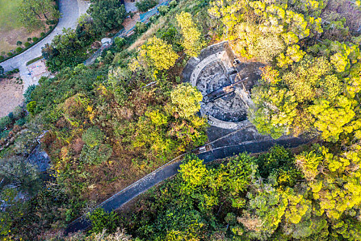 航拍广州大角山炮台遗址,虎门炮台