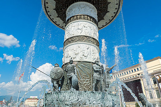 亚历山大大帝,喷泉,马其顿,斯科普里,欧洲