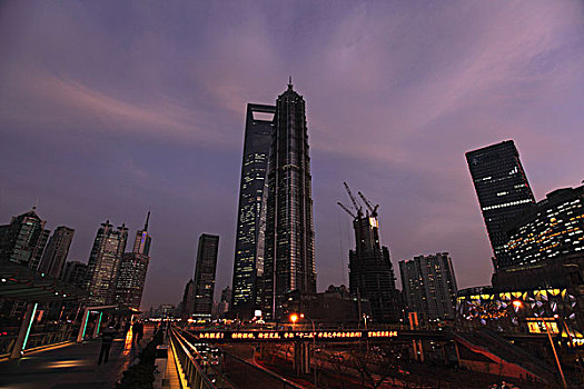 夜景,上海,天际线,世界金融中心