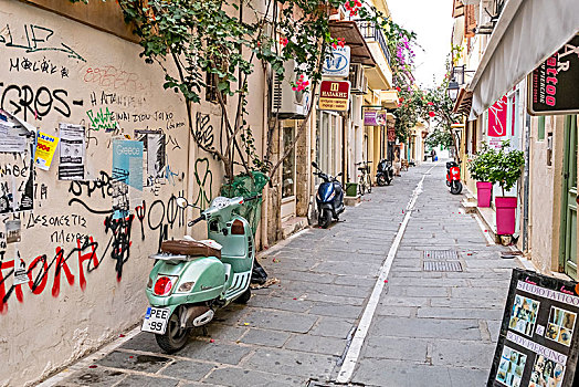 街道,涂鸦,老城,欧洲,克里特岛,希腊