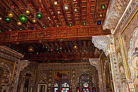 天花板,宫殿,花,梅兰加尔堡,10世纪,拉贾斯坦邦,印度