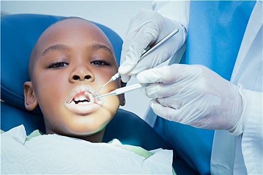 男孩,牙齿,检查,牙医