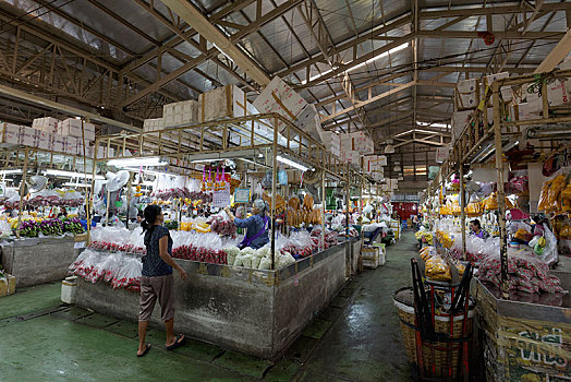 老,市集,花,市场,曼谷,泰国,亚洲