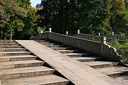 平行的两座石拱桥桥面