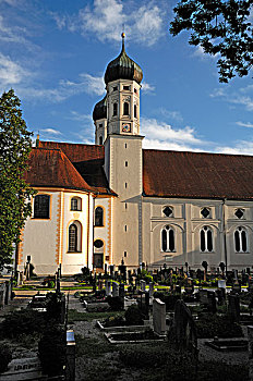 寺院,教堂,公墓,上巴伐利亚,巴伐利亚,德国,欧洲