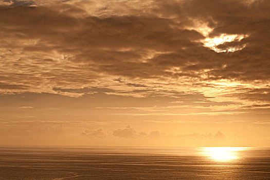 日落,上方,太平洋