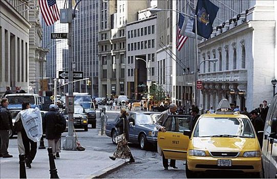 街景,交通,出租车,华尔街,证券交易所,曼哈顿,纽约,美国,北美