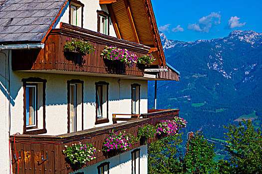 阿尔卑斯山,传统,房子,山,背景