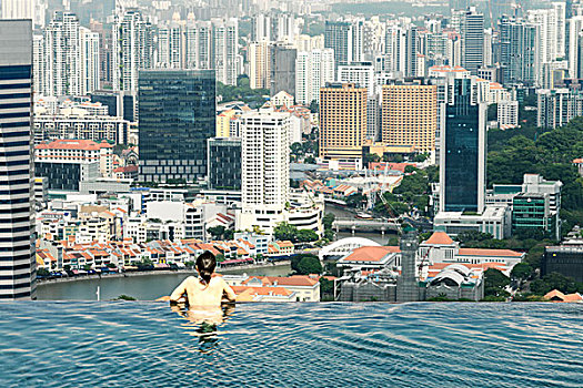 无限,游泳池,码头,湾,沙,新加坡