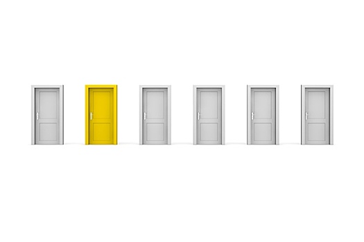 门,一个,黄色