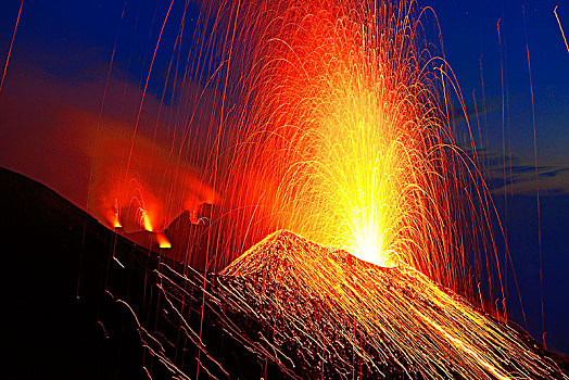 火山爆发,火山,岛屿,利帕里群岛,意大利,欧洲