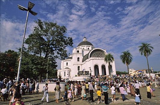 巴拉圭,大教堂,背景,棕榈树,一堆,天主教,节日