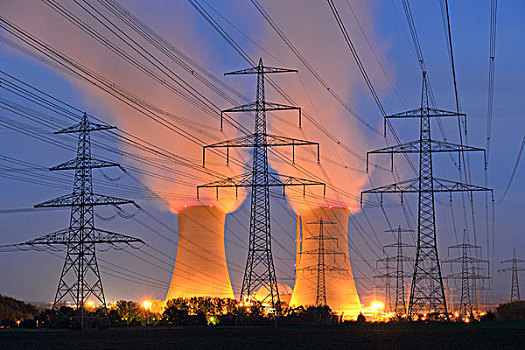 冷却塔,核电站,巴伐利亚,德国,欧洲