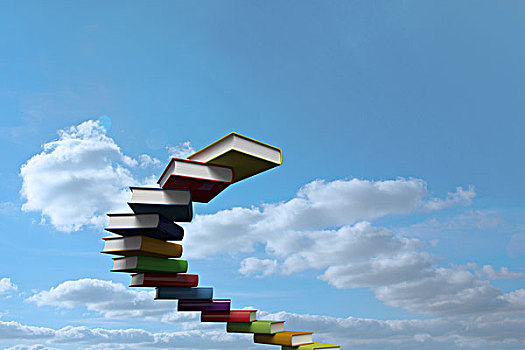 书本,台阶,天空