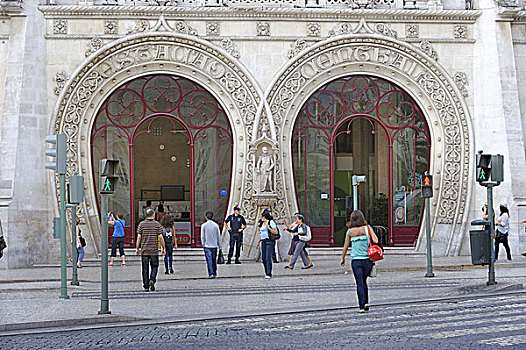 入口,火车站,曼奴埃尔式,罗西奥,里斯本,大,葡萄牙,欧洲