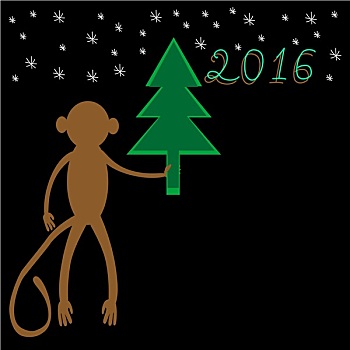 猴子,圣诞树,象征