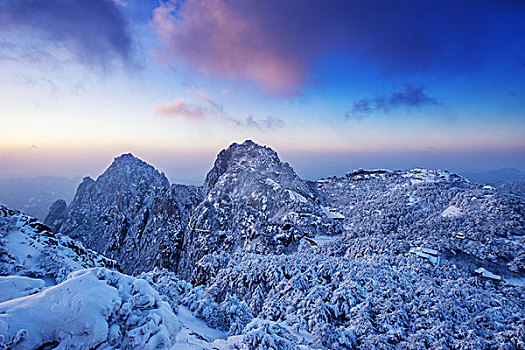 雪景,黄山,山,冬天