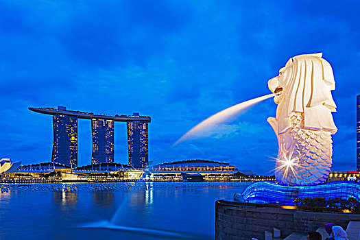 东南亚,新加坡,鱼尾狮,码头,湾,沙