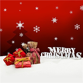 圣诞节,背景,圣诞树,礼物,红色,雪