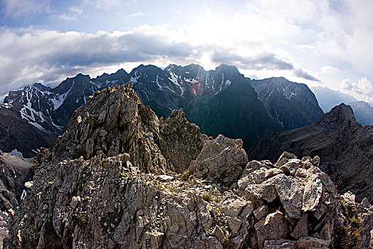 岩石,风景,顶峰,阿尔卑斯山,提洛尔,奥地利