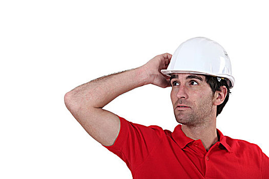 建筑工人,调整,安全帽