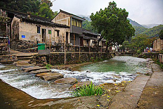 小溪,老房子,山泉,流水