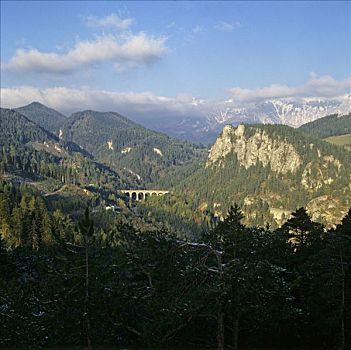 高架桥,历史,塞梅宁,世界遗产,高处,山谷,下奥地利州,奥地利