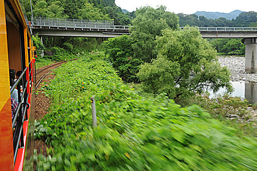 河流,山谷,铁路,日本