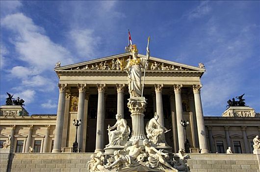 国会大厦,雕塑,女神,维也纳,奥地利