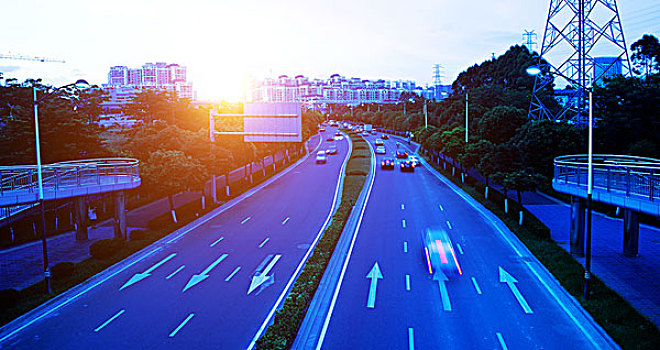 汽车,交通,夜晚,模糊,动感