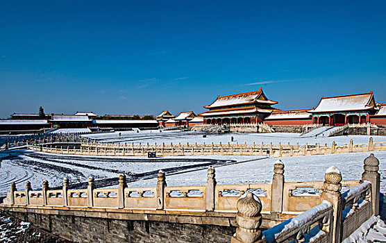 北京故宫太和门雪景