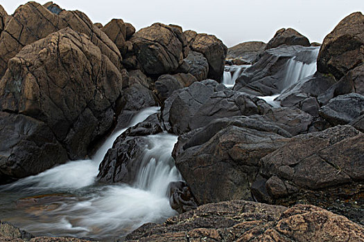 瀑布,河,分开,格罗莫讷国家公园,纽芬兰,拉布拉多犬,加拿大