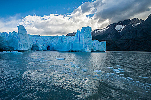南美,智利,巴塔哥尼亚,托雷德裴恩国家公园,蓝色,冰河,湖,戈登,画廊