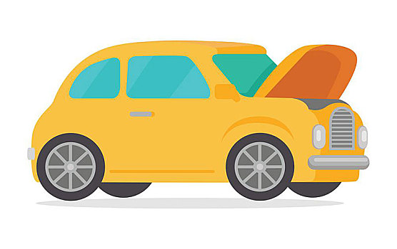 黄色,旧式,复古,汽车,隔绝,白色背景,背景,老爷车,打开,引擎盖,风格,标识,象征,高,品质,城市,运输,轿车,奢华,高档,矢量