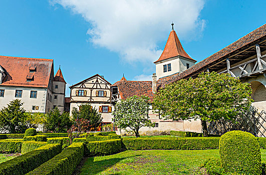 花园,老,中世纪,城堡,巴伐利亚,德国,欧洲