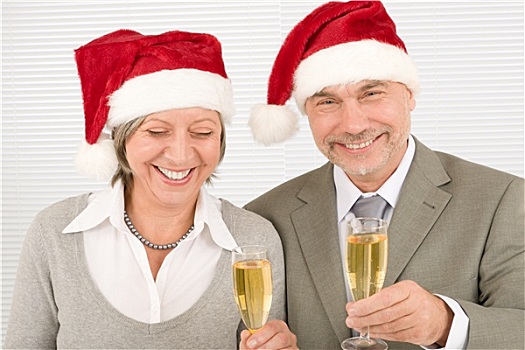 圣诞节,商务,干杯,老人,同事,开心