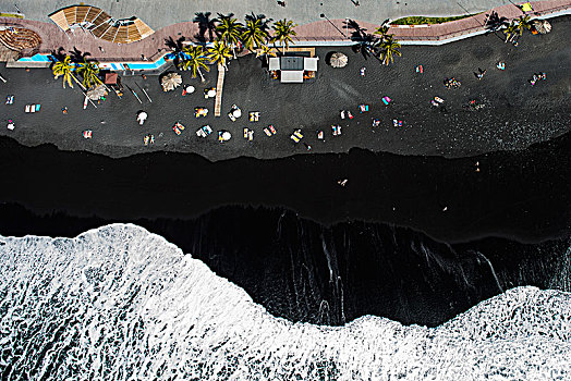 海浪,浴,人,黑色背景,火山岩,海滩,波多黎各,帕尔玛,加纳利群岛,西班牙,欧洲