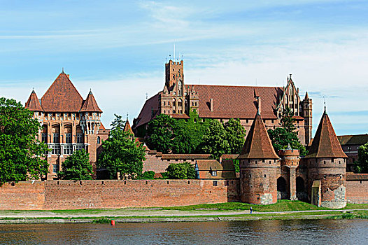 城堡,马尔堡,银行,世界遗产,波美拉尼亚,省,波兰,欧洲